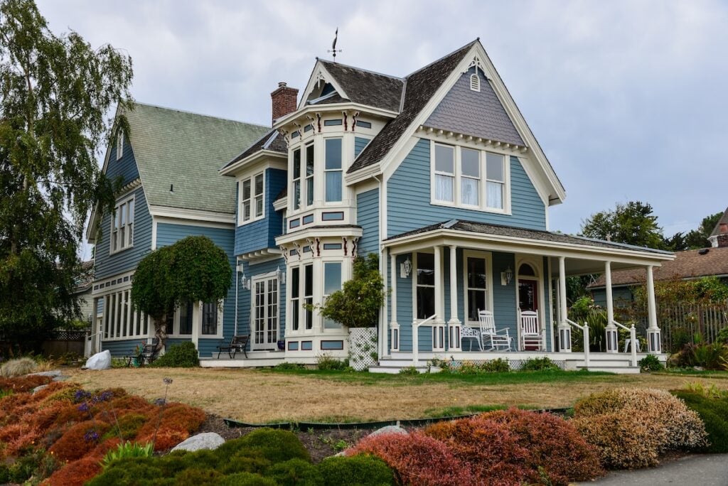 historic home with blue siding