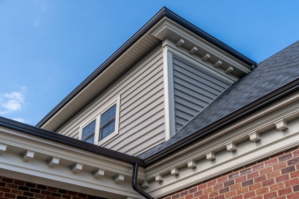 Beige cornice horizontal decorative molding crowning and siding