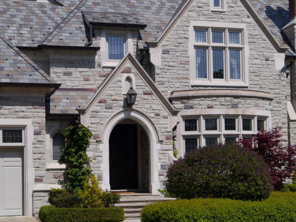 large stone house with slate roof
