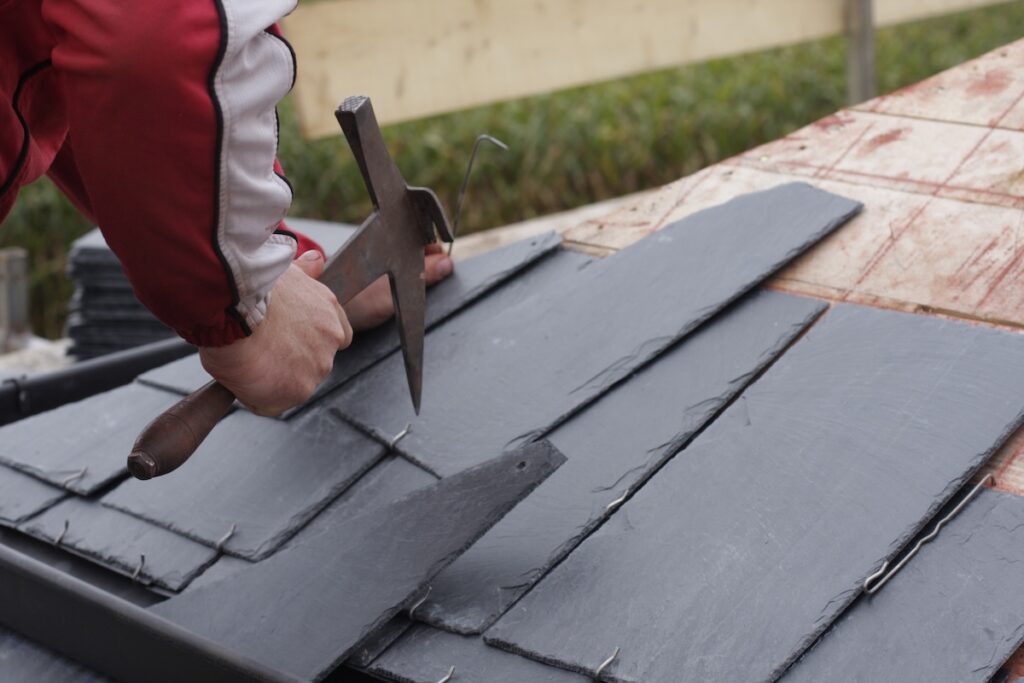 roofer made a roof with slates