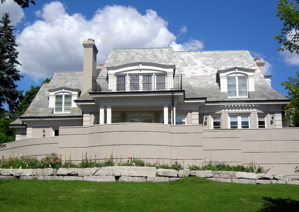 house with white slate roof