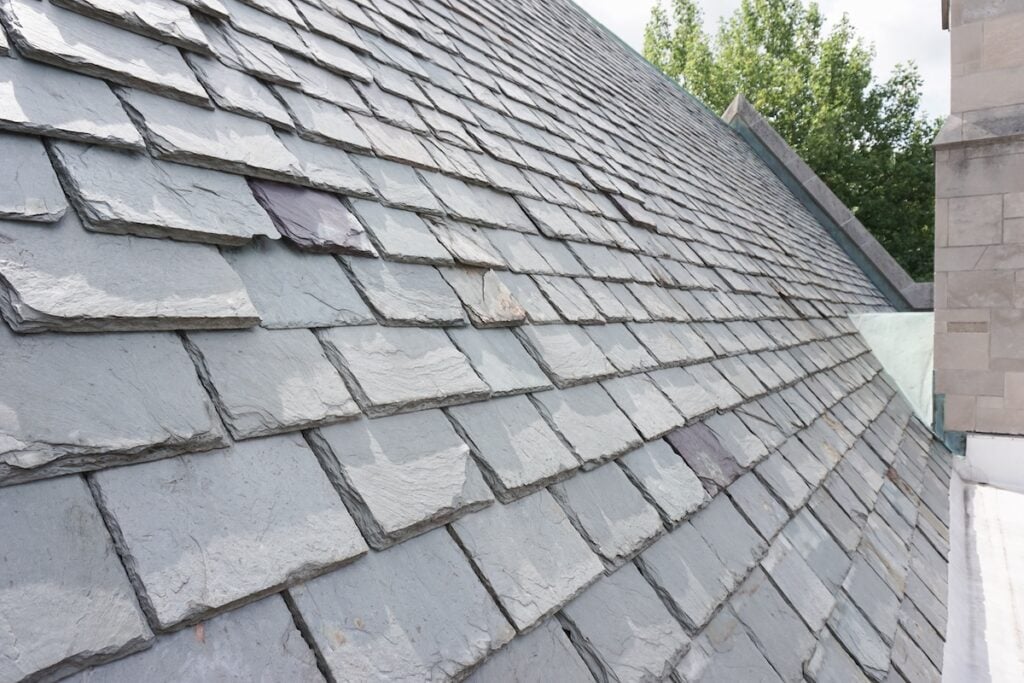 Slate roofing tiles on a historic building