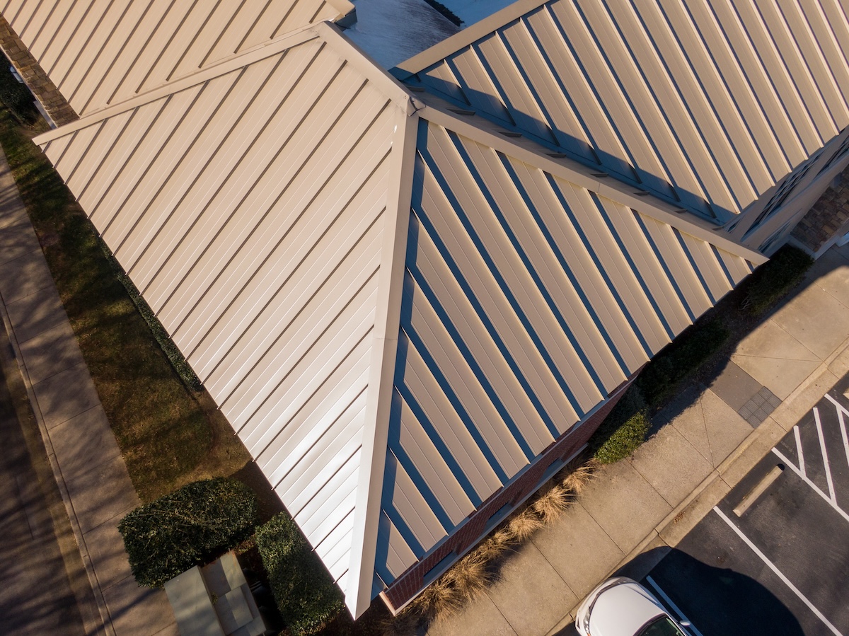 standing seam metal roof brown