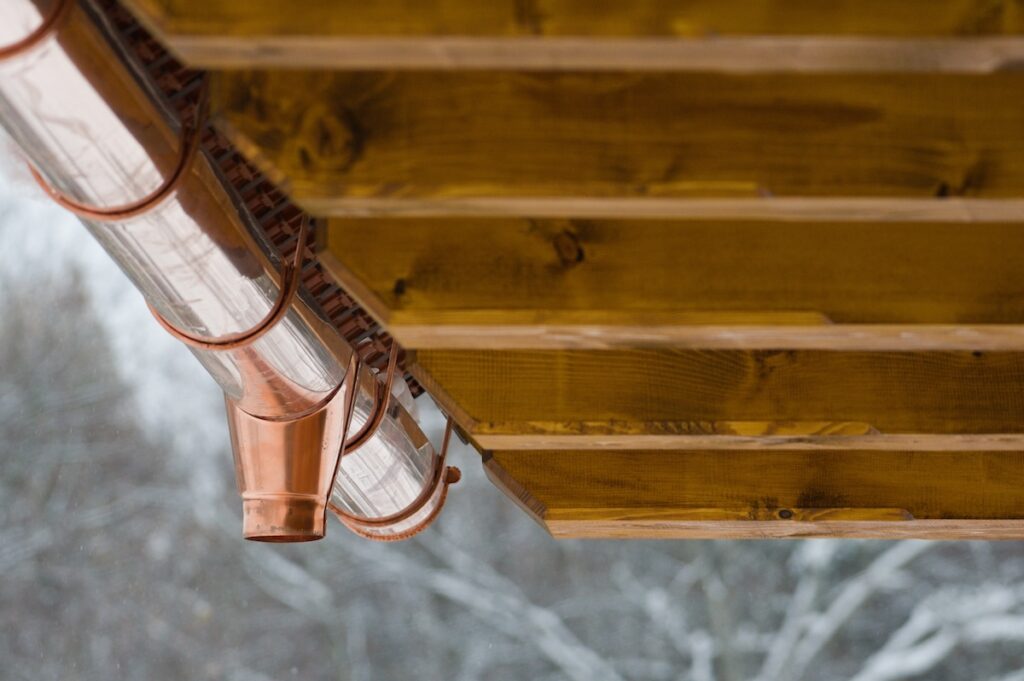 new copper gutter installation