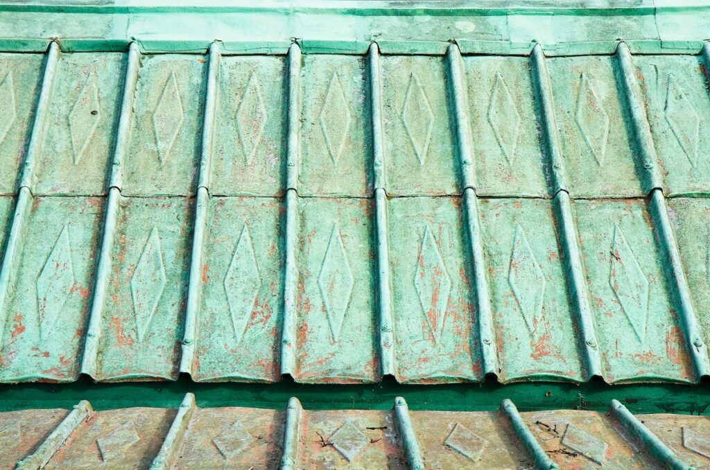 Detail of an old copper roof